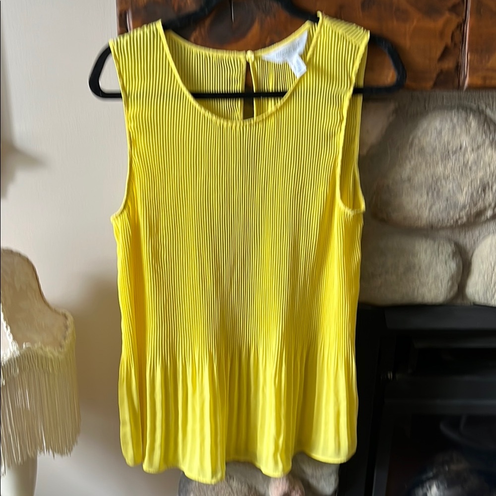 Addition Elle Bright Yellow Sleeveless Pleated Peplum Top